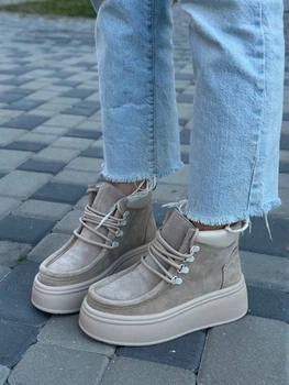 Женские демисезонные ботинки ShoesBand Песочные натуральная замша 40 (25,5 см) (S22061д)
