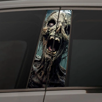 Виниловая наклейка на стойку двери авто - Spooky character with skull (20х50см) 2шт
