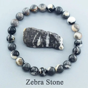 Браслет із натуральної яшми Zebra stone