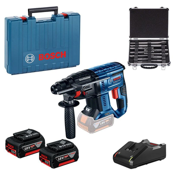 Аккумуляторный перфоратор Bosch Professional GBH 180-Li 2 акб 4 Ah, з/у, набор принадлежностей в кейсе (0615990M33)