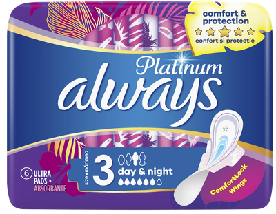 Гігієнічні прокладки Always Platinum Day&Night, 6 шт (5 крапель)