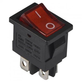 Перемикач з підсвіткою KCD1 4 201N червоний 4pin 6A 250V