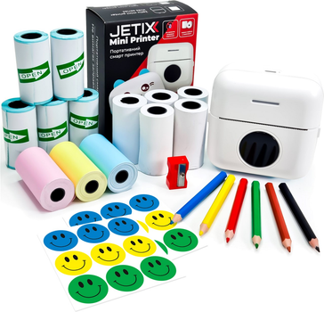 Дитячий портативний термопринтер Jetix Mini printer з набором олівців та термопаперу в комплекті (JMP-2-TPS3К)