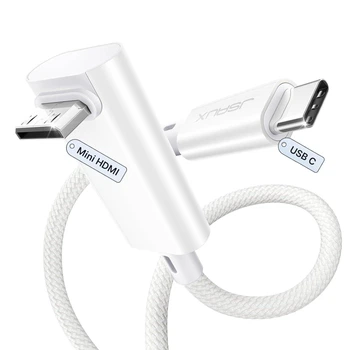Кабель JSAUX Type-C to mini HDMI Right Angle 4K@30Hz/2K@60Hz/1080P (Short Side Toward Screen) 0.9м белый