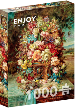 Puzzle Enjoy Hans Zatzka Kwiaty w martwej naturze z niebieską sikorką 68 x 48 cm 1000 elementów (5949194015184)