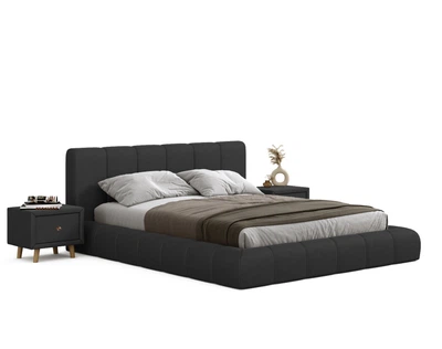 Кровать двуспальная с подъемным механизмом 160x200 Podium Black Viorina-Deko Черный (буковые ламели/без матраса) (ЛДСП/ткань велюр)