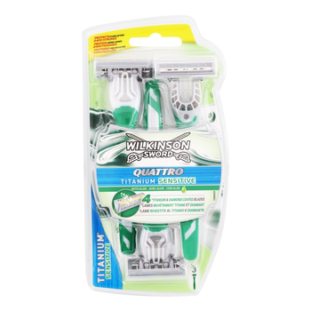 Одноразовий верстат для гоління чоловічий Wilkinson Sword Quattro Titanium Sensitive 3 шт