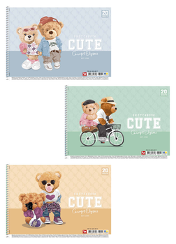 Комплект 3 шт. альбомів для малювання cute. Альбом Школярик 20 арк. 120г/м2 PB-SC-020-8003 4820006472023