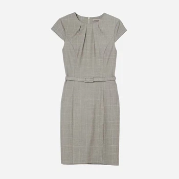 Сукня міді осіння жіноча H&M 060816083_greige 38 Сіро-бежевий/Клітка (6666000331618)