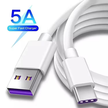 Кабель швидкої зарядки USB - Type C 5A шнур провід шнурок для заряджання телефону смартфона андроїд Samsung Xiaomi POCO Realme Google Fast Charging 1м White LEXEGO 696920