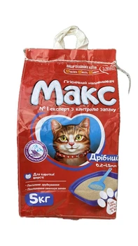 Бентонітовий наповнювач для туалету котів МАКС з ароматом лаванди, дрібний, 5 кг