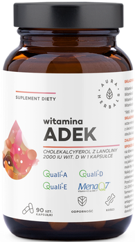 Aura Herbals Witamina ADEK 90 kapsułek Odporność (5902479612447)