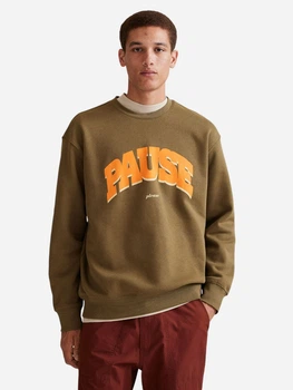 Світшот оверсайз на флісі чоловічий H&M 060981416_pause S Хакі (6666000328342)