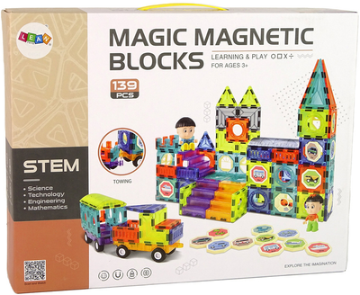 Klocki magnetyczne Leantoys 3D Buildings Zamek 139 elementów (5905515351027)