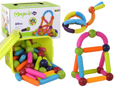 Конструктор магнітний Leantoys Large of Magnetic Blocks in a Case 64 деталі (5905991001751)