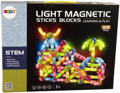 Klocki magnetyczne Leantoys z podświetleniem 128 elementów (5905515351133)