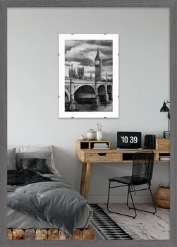 Фоторамка деревянная 42х60 багет: DL1906-05 Темно-серое дерево (с акриловым стеклом 1.5мм, двп) EmojiFrame