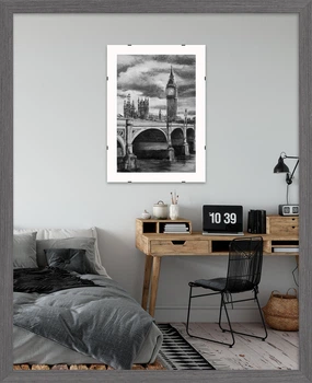 Фоторамка деревянная 40х50 багет: DL1906-05 Темно-серое дерево (с глянцевым стеклом 1-1.5мм, двп) EmojiFrame