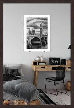 Фоторамка деревянная 40х60 багет: DL1906-12 Темное дерево (с антибликовым стеклом 2мм, двп) EmojiFrame