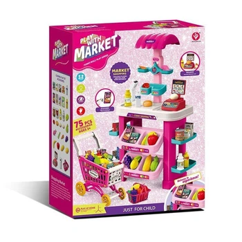 Игровой набор Супермаркет звук, подсветка, сканер, продукты, весы, тележка и корзина, 80 элементов 922-195