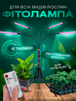 Фитолампа фито лампа для растений рассады орхидеи гибкая светодиодная лед led фитосветильник регулировка яркости цвета с пультом IP65 лампы фитолампы фитосветильники для роста и выращивания комнатных цветов (FL-01)