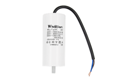 Конденсатор CBB60-G 45 мкФ, 450 В, Whicepart (провод + болт)