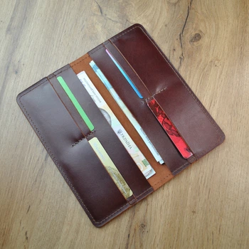 Тонкий кошелек из натуральной кожи цвет Вишня (красно-коричневый) (b023-2)
