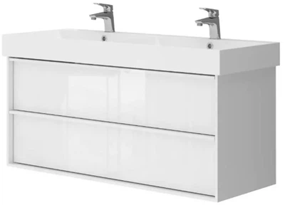 Тумба подвесная DEVIT Quadra 120 c умывальником 083120W белая глянцевая