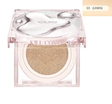 Стійкий кушон з вологим сяйним фінішем CLIO Kill Cover High Glow Cushion SPF50+ PA+++ 3-BY LINEN (14г*2 шт.)