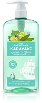 Шампунь з дозатором Papoutsanis Karavaki Oil Balancing&Detox Shampoo для жирного волосся виноград 600мл