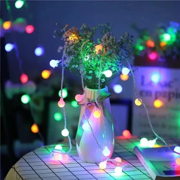 Светодиодная гирлянда "Шарики" 20 LED, 5м + переходник, 220V, IP44, Мультиколор