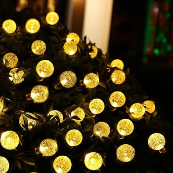 Светодиодная уличная гирлянда "Шарики прозрачные" 40 LED, 8м + переходник, 220V, IP44, Теплый белый