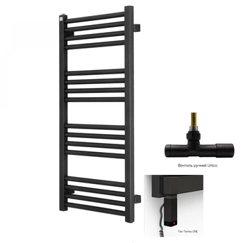 Рушникосушка комбінована Terma Fiona 900x530 Black mat, тен ONE + вентиль Unico
