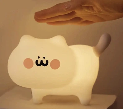 Світильник Акумуляторний Cat Sleep Lamp Нічник Бездротовий Силіконовий Кот (01006)
