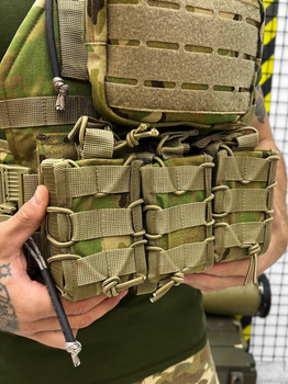 Тактическая плитоноска Cordura 1000D с системой MOLLE с подсумками Multicam Elite