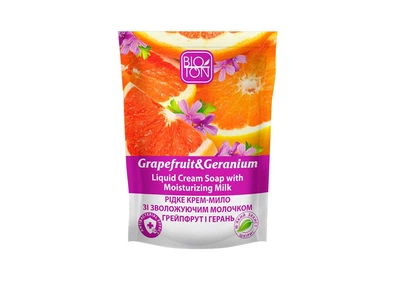 Рідке крем-мило Bioton “Grapefruit & Geranium” Грейпфрут і герань зі зволожуючим молочком 450 мл (60032)