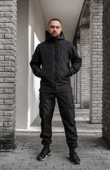 Мужской костюм демисезонный куртка и штаны Softshell ES Intruder 0322 M Черный ( IN - 0322/1 B )