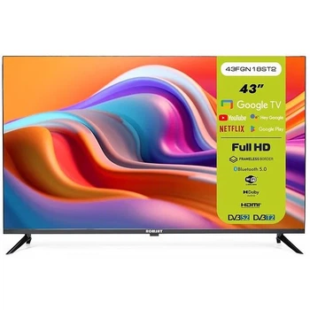 Телевизор 43" Romsat 43fgn18st2 led 1920x1080, 60 Гц, Smart tv, Google tv, dvb-t2/c, 3xHDMI, 2xUSB, Vesa 200x200