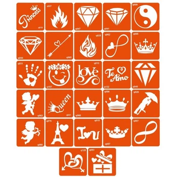 Набор трафаретов для био-тату «Q - разное» q_simple_5x5_27_1 Fresh Tattoo q_simple_5x5_27_1