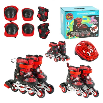Детские раздвижные ролики с комплектом защиты и шлемом Best Roller 11577-XS, PVC колеса, размер 26-28, Красные