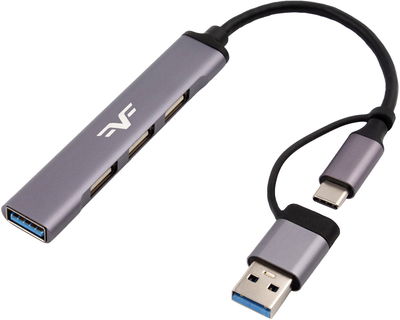 USB-хаб Frime 4-х портовий 1х3.0&3x2.0 Silver (FH-20152)