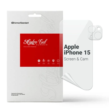 Набір гідрогелевої плівки на телефон ArmorStandart Clear для екрану + камера Apple iPhone 15 захисні плівки на телефон прозорі (ARM80711)