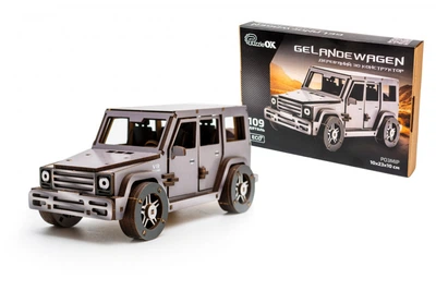 3D Пазл Конструктор Из Дерева Механический PuzzleOK Gelandewagen Гелик Кубик 109 деталей