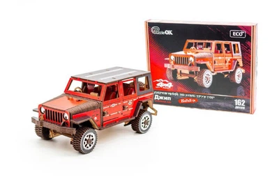 3D Пазл Конструктор Из Дерева Механический PuzzleOK Jeep Rubicon 162 детали