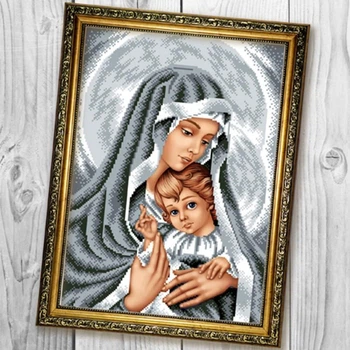 Схема для вишивки бісером Biser-Art Мадонна з немовлям у срібних тонах (БА-601в)
