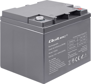 Акумуляторна батарея Qoltec AGM 12V 45Ah max 540A 53035 (5901878530352) (955555906168289) - Уцінка