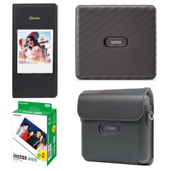 Подарунковий набір до фотопринтера Fujifilm Instax Link WIDE M Gray EX D / Чохол сірий / Фотоальбом чорний на 64 знімків/Фотопапір (2 картриджі х 10 знімків)