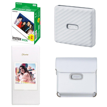 Подарунковий набір до фотопринтера Fujifilm Instax Link WIDE A White / Чохол білий / Фотоальбом білий на 64 знімків/Фотопапір (2 картриджі х 10 знімків)
