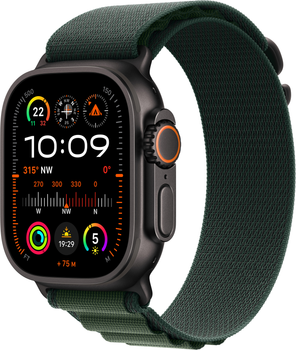 Smartwatch Apple Watch Ultra 2 (2024) GPS + Cellular 49mm Black Titanium Case with Dark Green Alpine Loop - Small (MX4Q3)