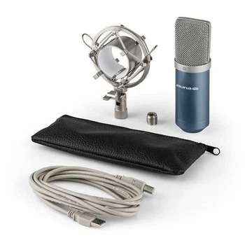 Профессиональный Конденсаторный микрофон Auna MIC-900B-LED USB. Синий.